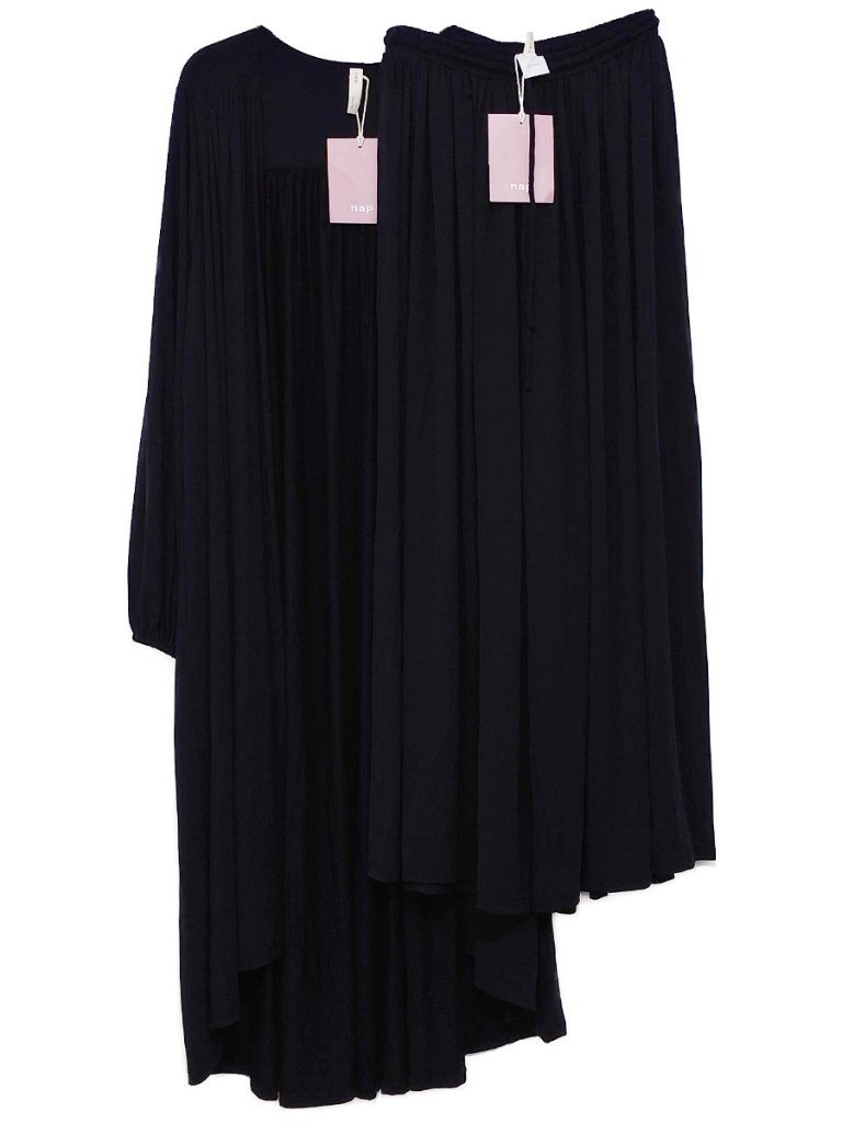 Nwt: Nap 2-Piece Open-Front Cardigan Robe & Wide Legged Drawstring Pants - Black — image 2 of 8